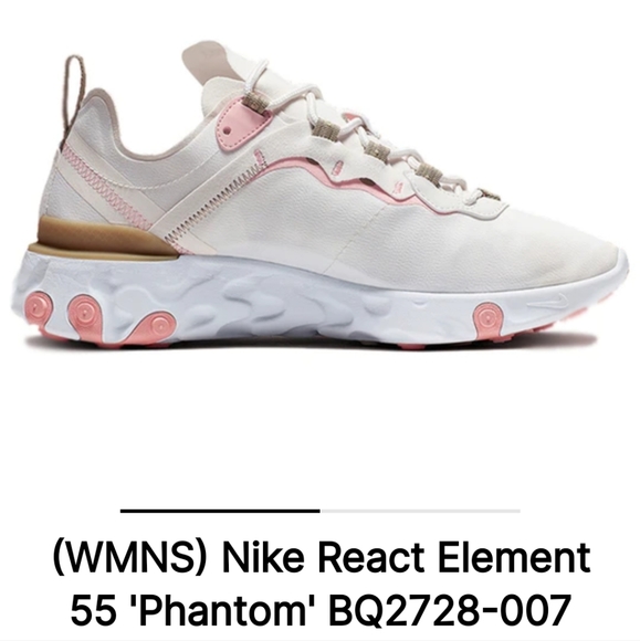 Nike React Element 55 'Phantom' Cream/Pink Barbiecore US Size 7 - Picture 3 of 13